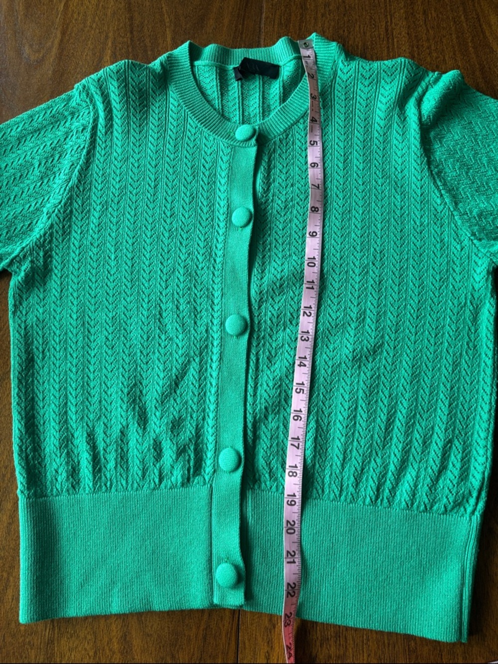 Zara Green Short-Sleeve Button-Front Cardigan - Picture 3 of 5